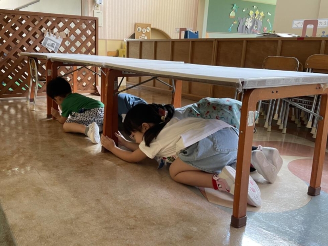 避難訓練がありました。（地震想定）
